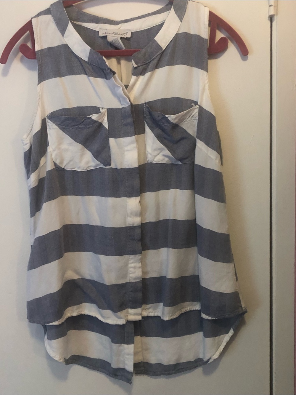 Seven7 Striped Sleeveless Button-Front Camisole - Blue & White